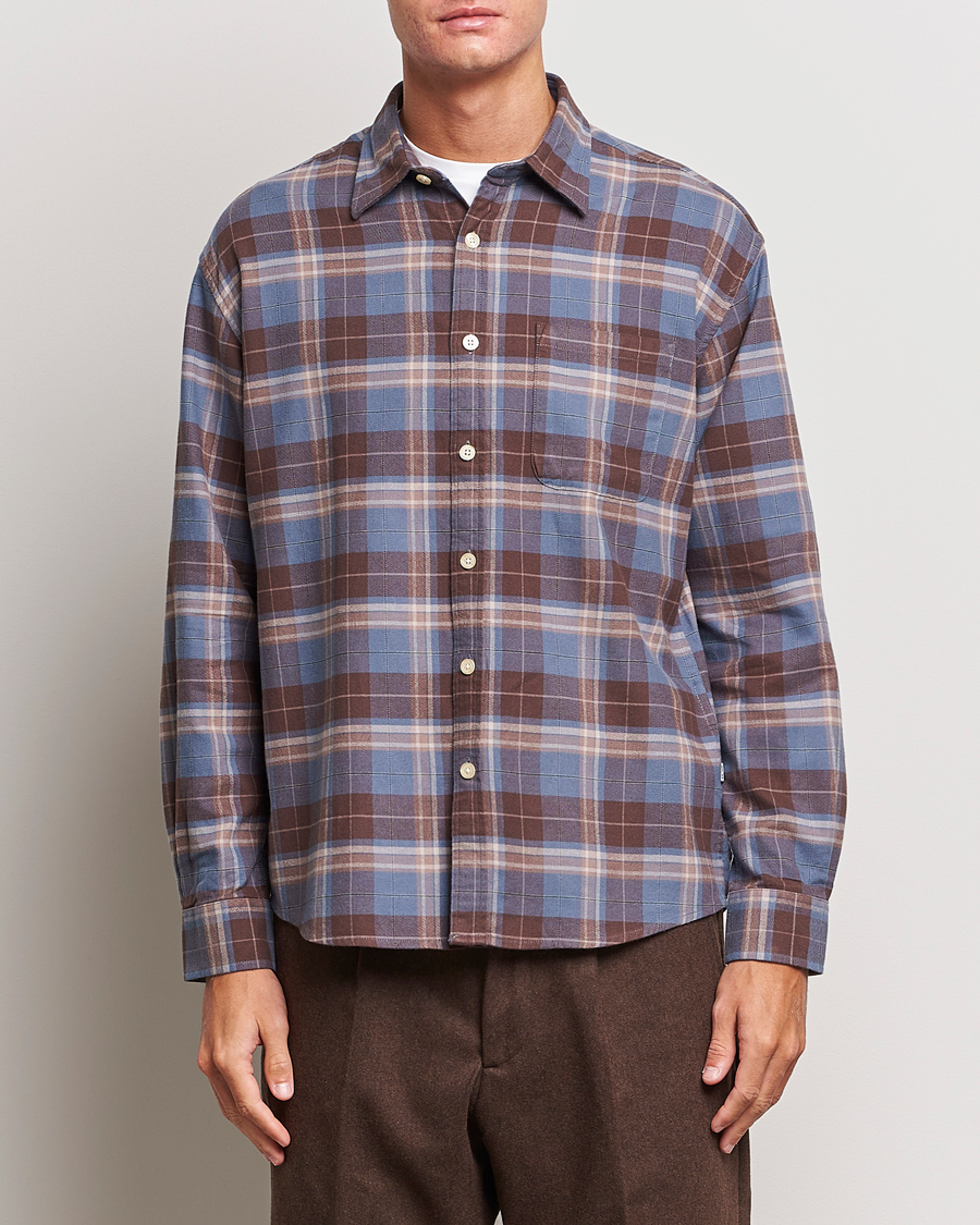 Homme | Chemises | NN07 | Deon Brushed Flannel Checked Shirt Brown/Blue