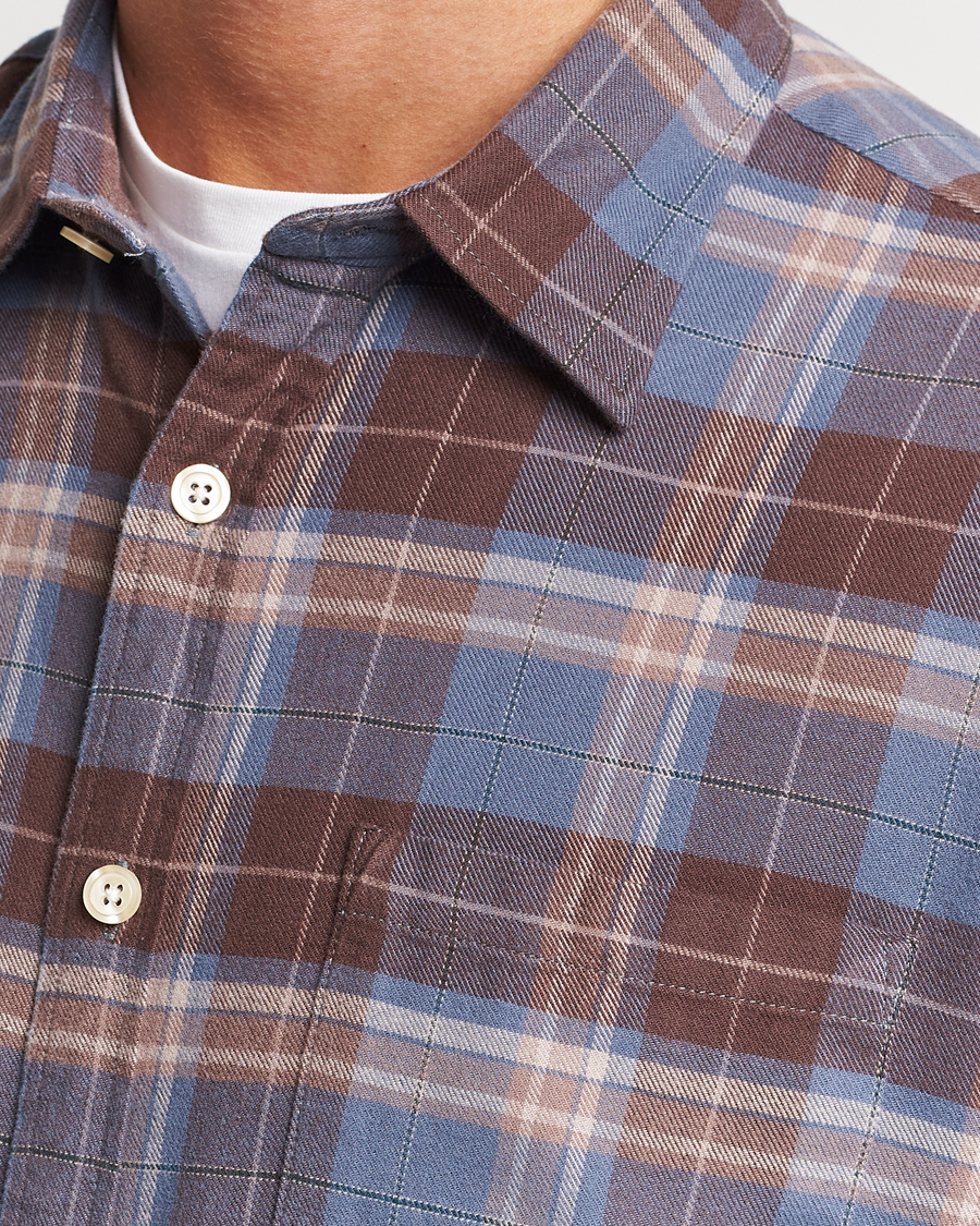 Homme | Chemises | NN07 | Deon Brushed Flannel Checked Shirt Brown/Blue