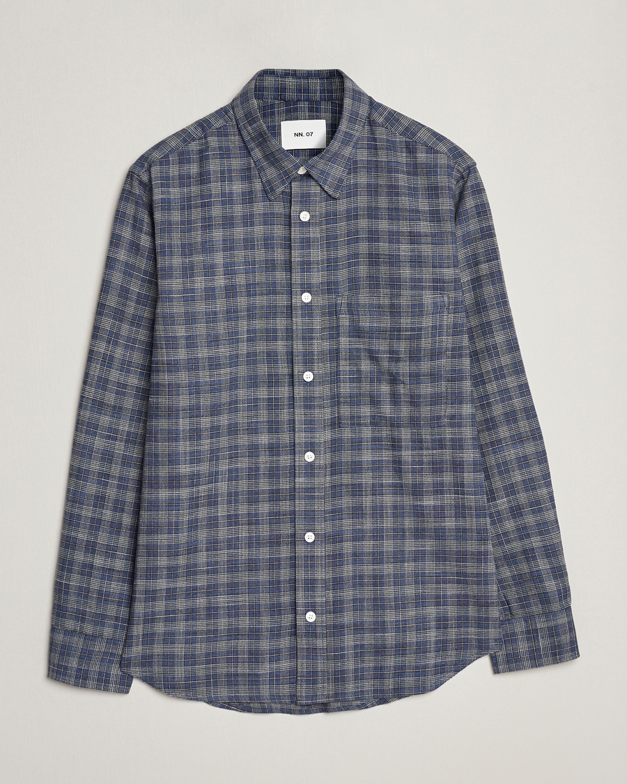 Homme | Chemises | NN07 | Cohen Brushed Flannel Checked Shirt Navy Blue