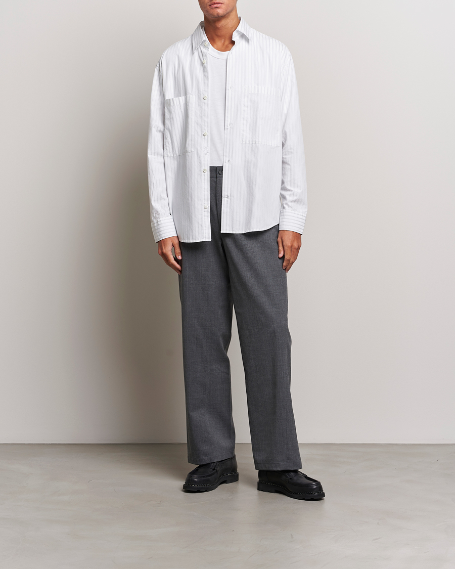 Homme | Chemises | NN07 | Freddie Poplin Striped Shirt White/Black
