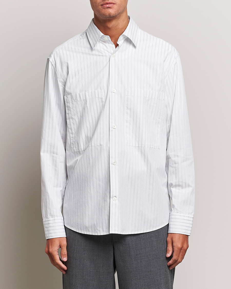 Homme | Chemises | NN07 | Freddie Poplin Striped Shirt White/Black