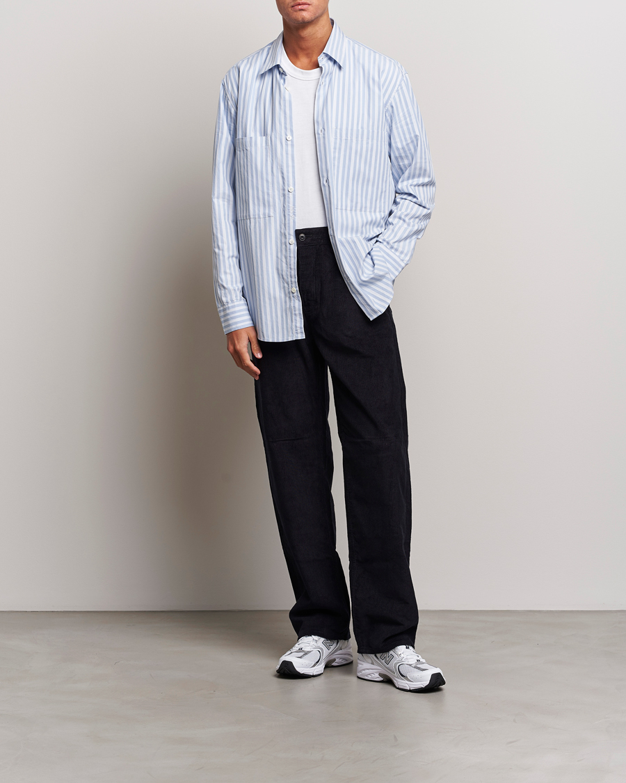 Homme | Chemises | NN07 | Freddie Poplin Striped Shirt Blue/White