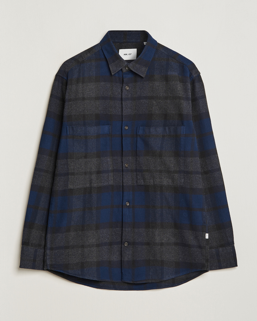Homme | Chemises | NN07 | Freddie Checked Overshirt Navy/Grey