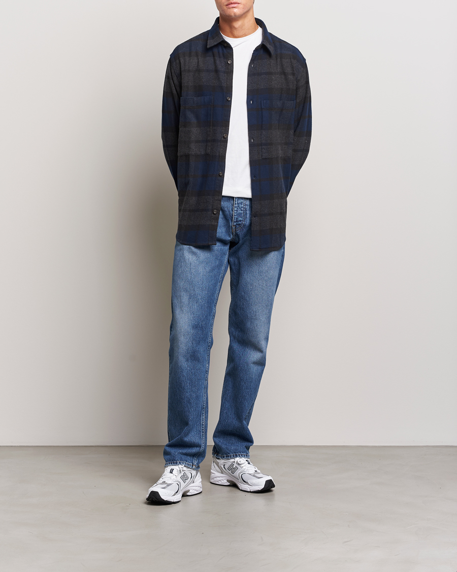 Homme | Chemises | NN07 | Freddie Checked Overshirt Navy/Grey