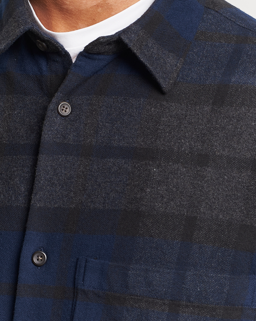 Homme | Chemises | NN07 | Freddie Checked Overshirt Navy/Grey