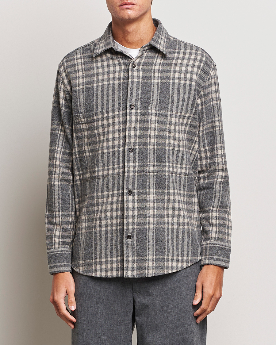 Homme | Chemises | NN07 | Freddie Checked Overshirt Grey/Cream