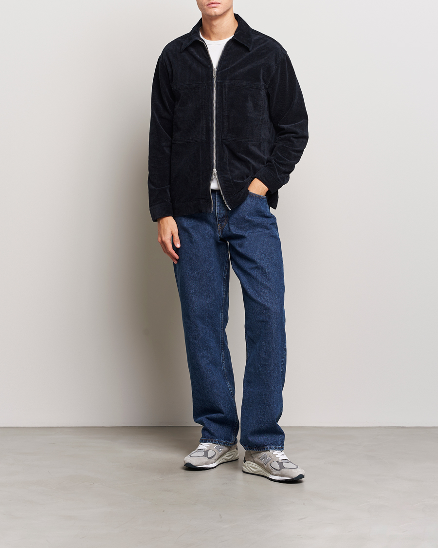 Homme | Chemises | NN07 | Isak Full Zip Corduroy Overshirt Navy Blue