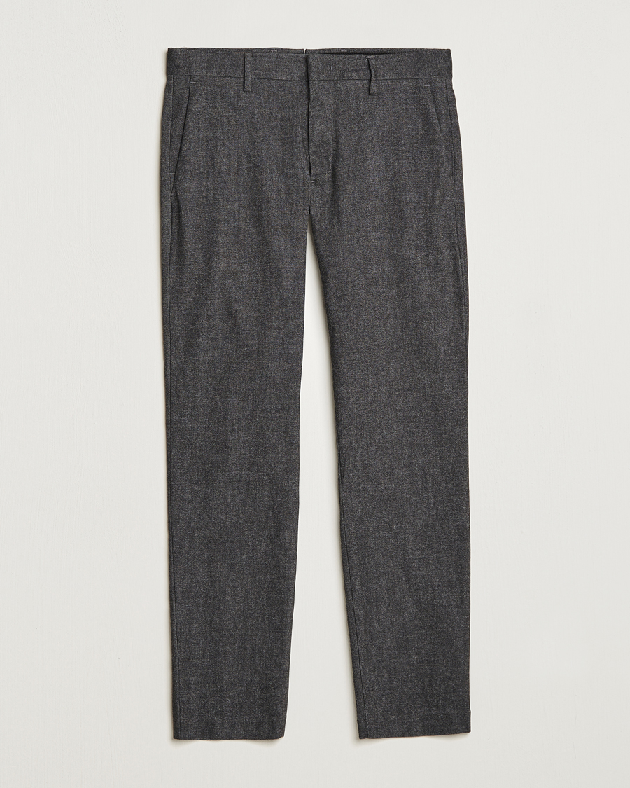 Homme | Pantalons | NN07 | Theo Brushed Cotton Trousers Black Melange