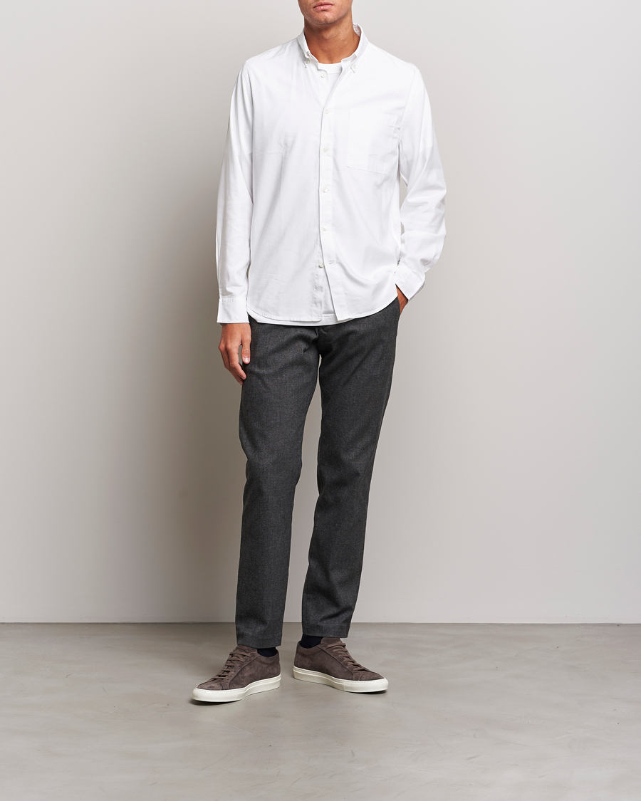 Homme | Pantalons | NN07 | Theo Brushed Cotton Trousers Black Melange