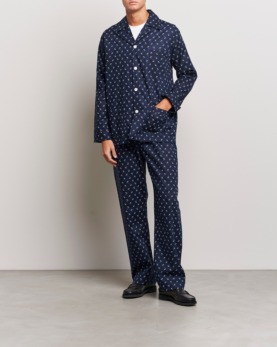 Homme | Peignoirs Et Pyjamas | Derek Rose | Cotton Ski Pyjama Set Navy