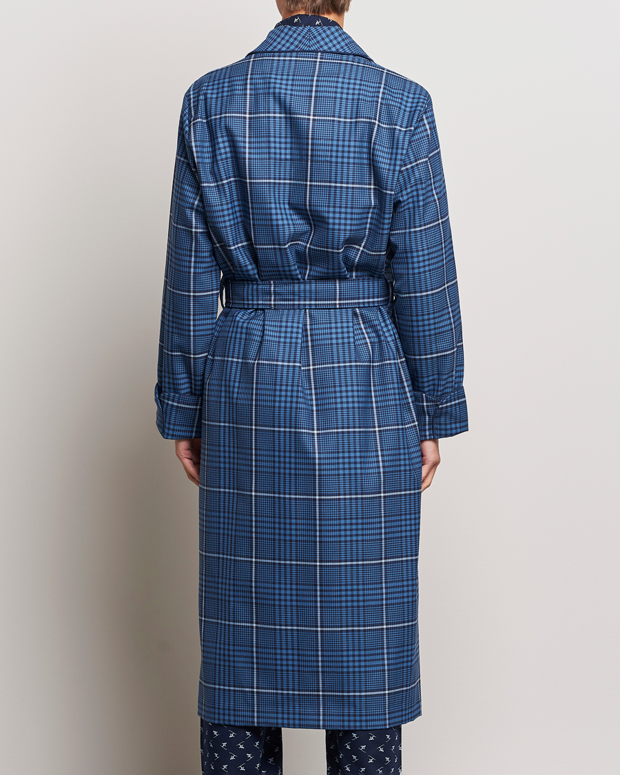 Homme | Peignoirs Et Pyjamas | Derek Rose | Wool Checked Gown Blue