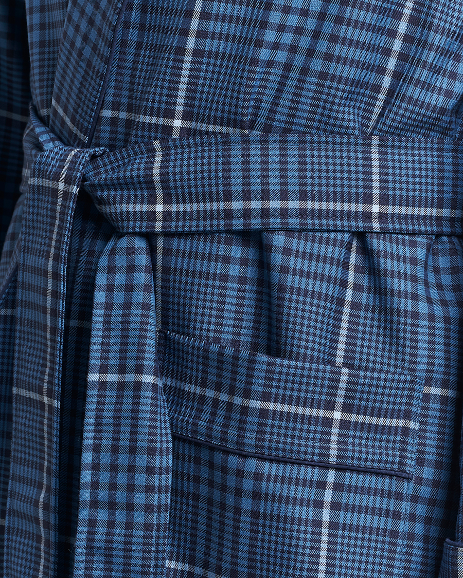 Homme | Peignoirs Et Pyjamas | Derek Rose | Wool Checked Gown Blue