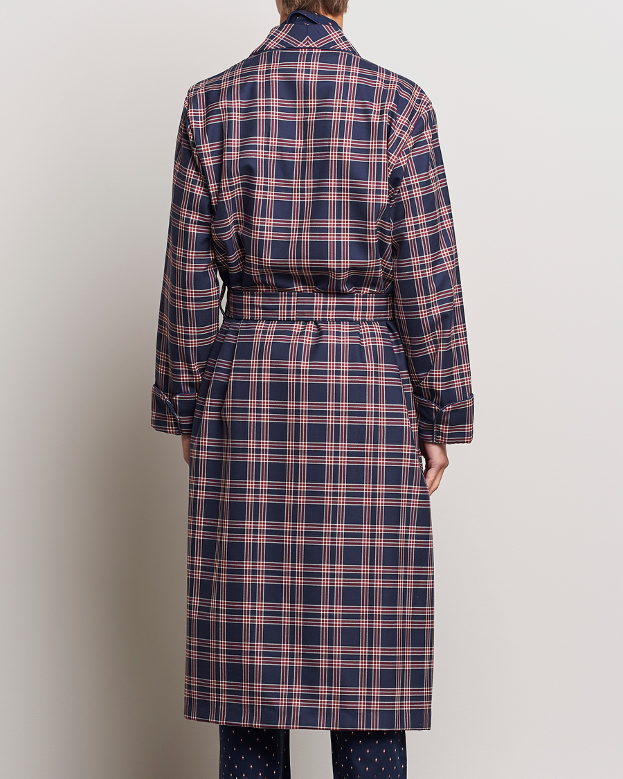 Homme | Peignoirs Et Pyjamas | Derek Rose | Wool Checked Gown Navy