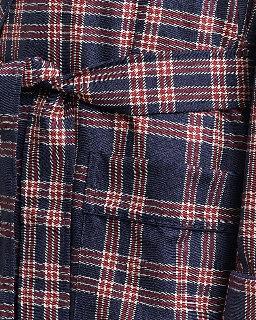 Homme | Peignoirs Et Pyjamas | Derek Rose | Wool Checked Gown Navy