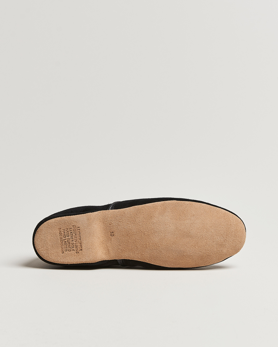 Homme | Derek Rose Crawford Sheepskin Suede Slippers Black | Derek Rose | Crawford Sheepskin Suede Slippers Black