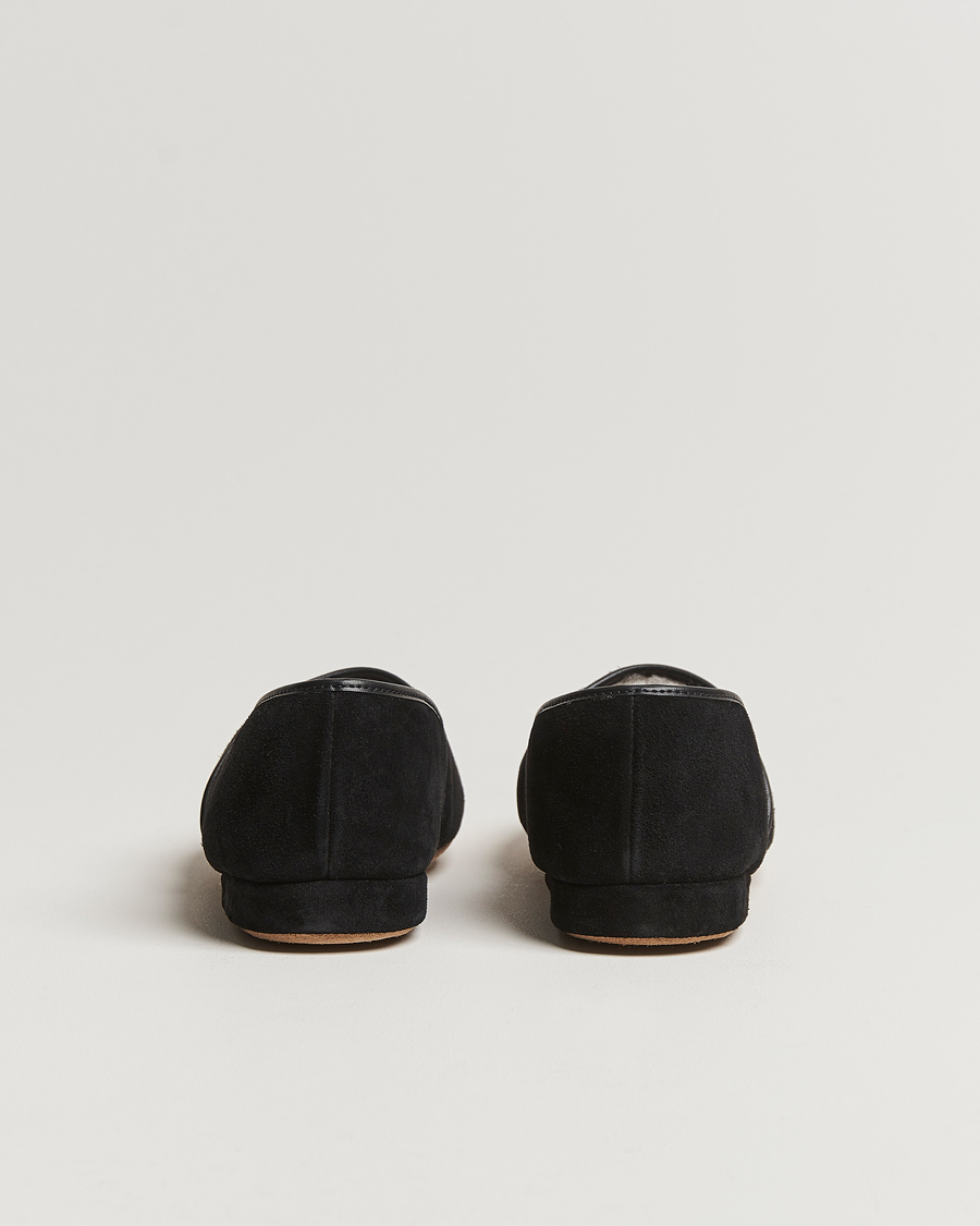 Homme | Derek Rose Crawford Sheepskin Suede Slippers Black | Derek Rose | Crawford Sheepskin Suede Slippers Black