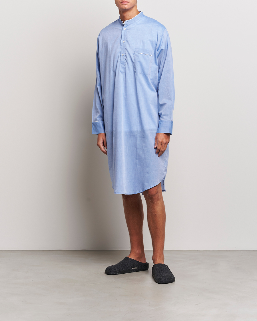 Homme | Peignoirs Et Pyjamas | Derek Rose | Cotton Pullover Nightshirt Light Blue