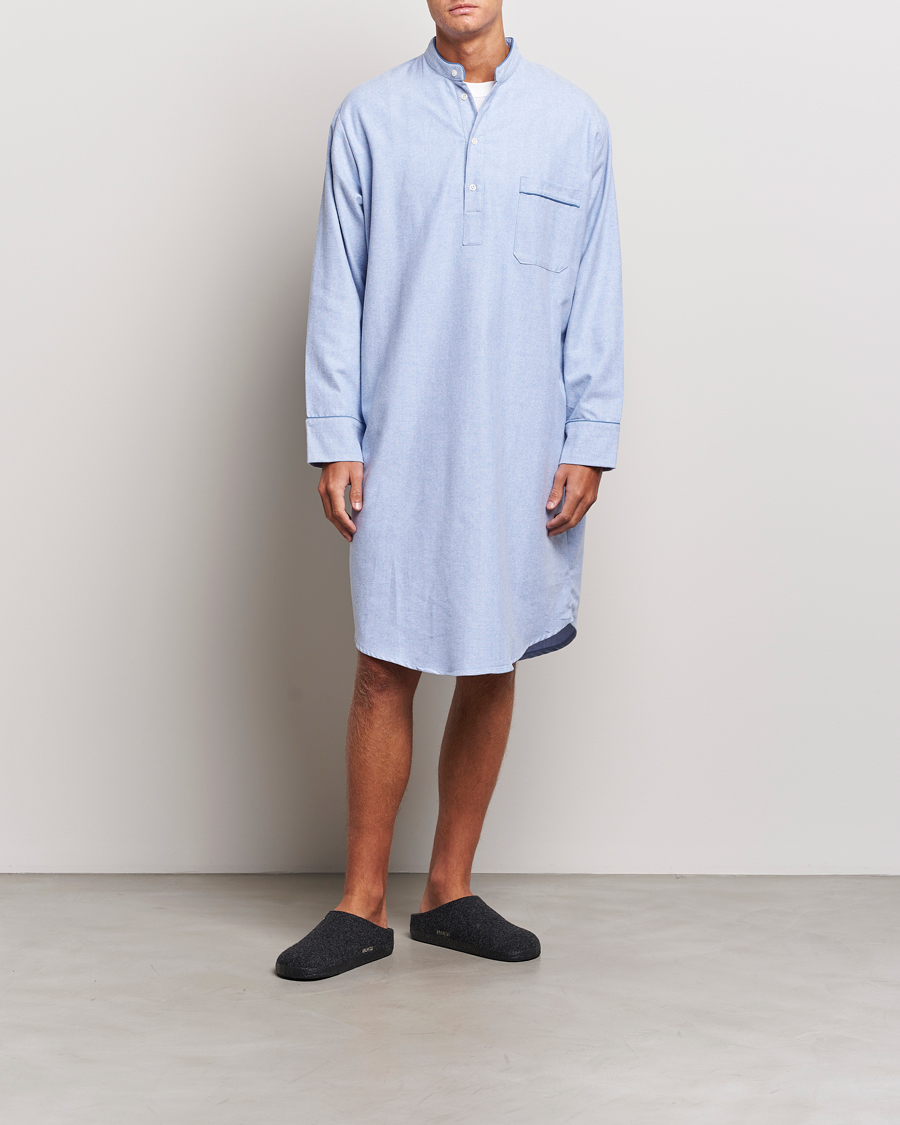 Homme | Peignoirs Et Pyjamas | Derek Rose | Cotton Pullover Nightshirt Light Blue