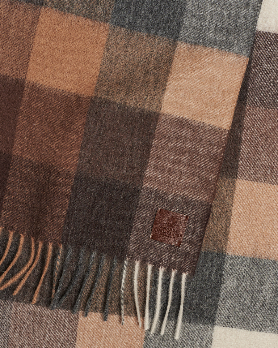 Homme | Amanda Christensen Merino Wool Block Check Scarf Brown Multi | Amanda Christensen | Merino Wool Block Check Scarf Brown Multi