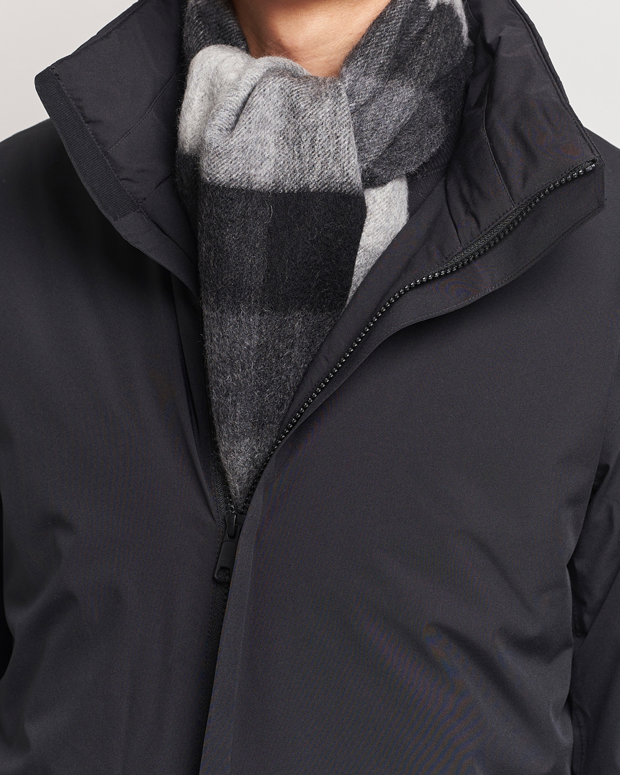 Homme | Amanda Christensen Merino Wool Block Check Scarf Black/Grey | Amanda Christensen | Merino Wool Block Check Scarf Black/Grey