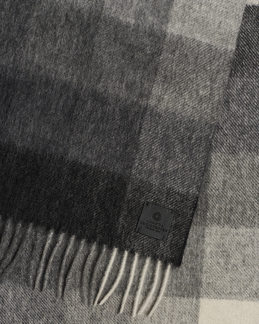 Homme | Amanda Christensen Merino Wool Block Check Scarf Black/Grey | Amanda Christensen | Merino Wool Block Check Scarf Black/Grey