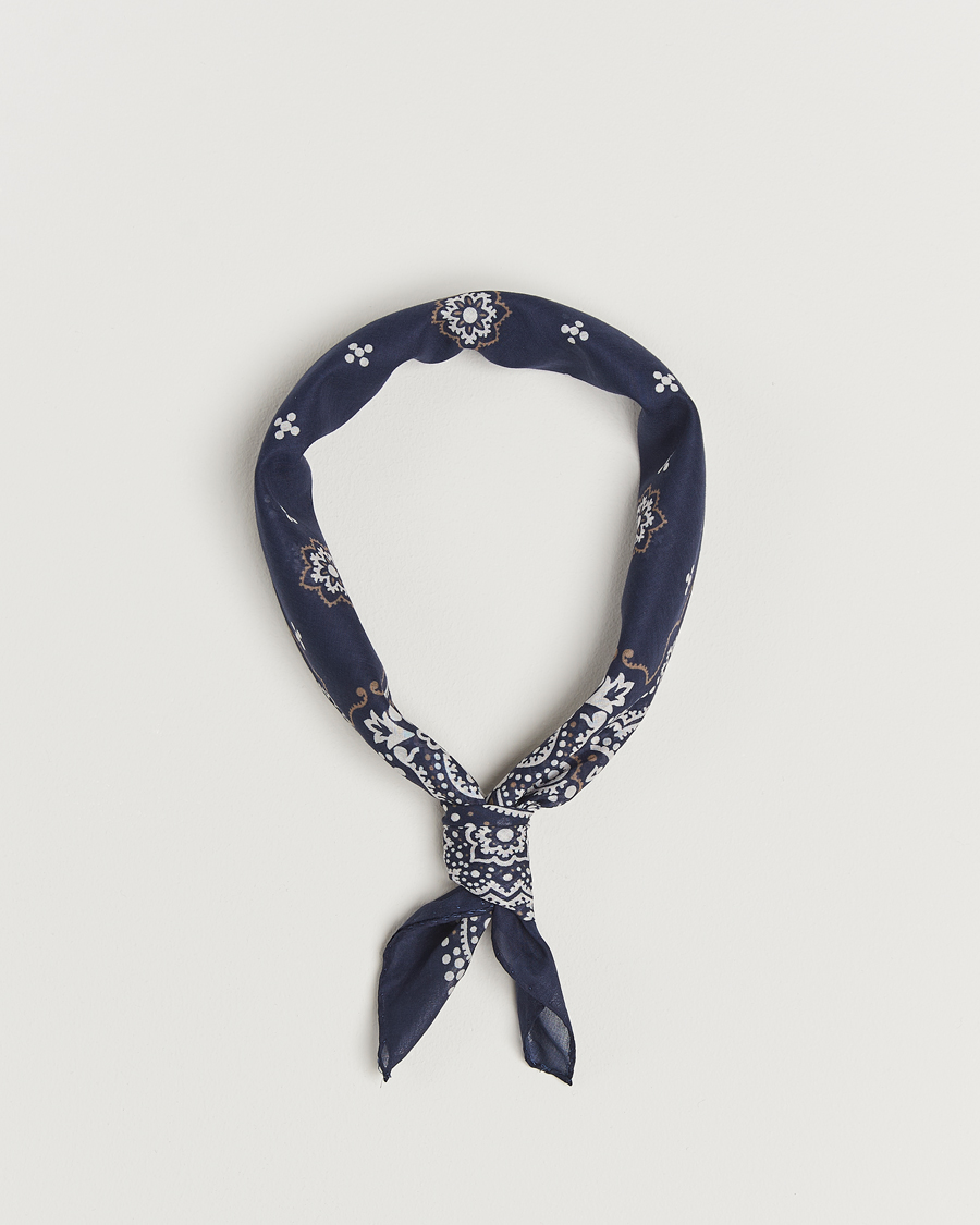 Homme | Amanda Christensen Cotton Voilé Printed Flower Bandana Navy | Amanda Christensen | Cotton Voilé Printed Flower Bandana Navy