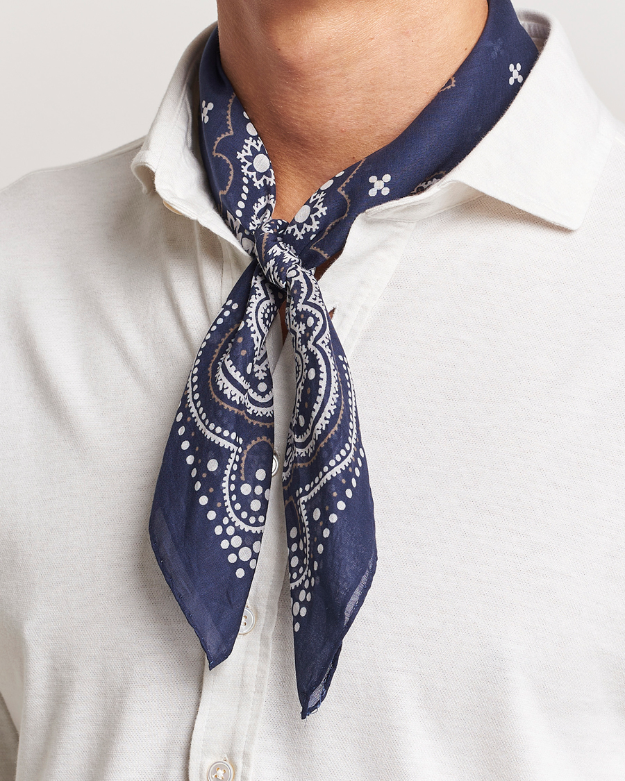 Homme | Amanda Christensen Cotton Voilé Printed Flower Bandana Navy | Amanda Christensen | Cotton Voilé Printed Flower Bandana Navy