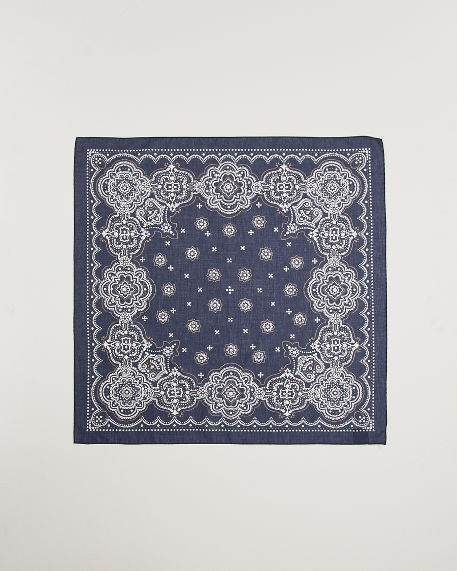 Homme | Amanda Christensen Cotton Voilé Printed Flower Bandana Navy | Amanda Christensen | Cotton Voilé Printed Flower Bandana Navy