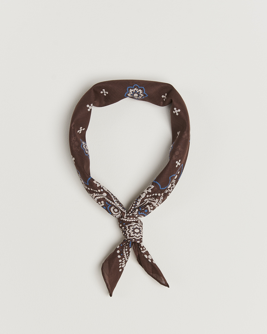Homme | Amanda Christensen Cotton Voilé Printed Flower Bandana Brown | Amanda Christensen | Cotton Voilé Printed Flower Bandana Brown