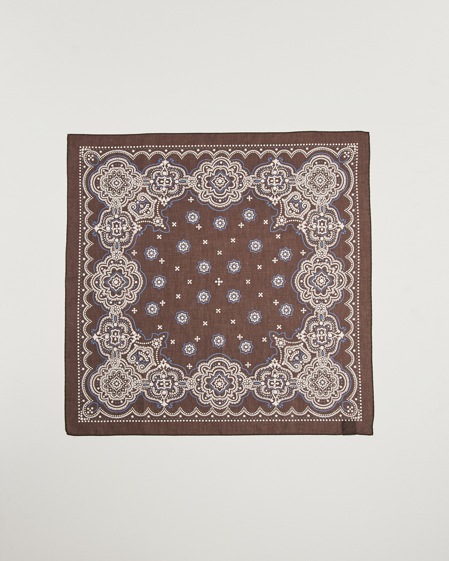 Homme | Amanda Christensen Cotton Voilé Printed Flower Bandana Brown | Amanda Christensen | Cotton Voilé Printed Flower Bandana Brown
