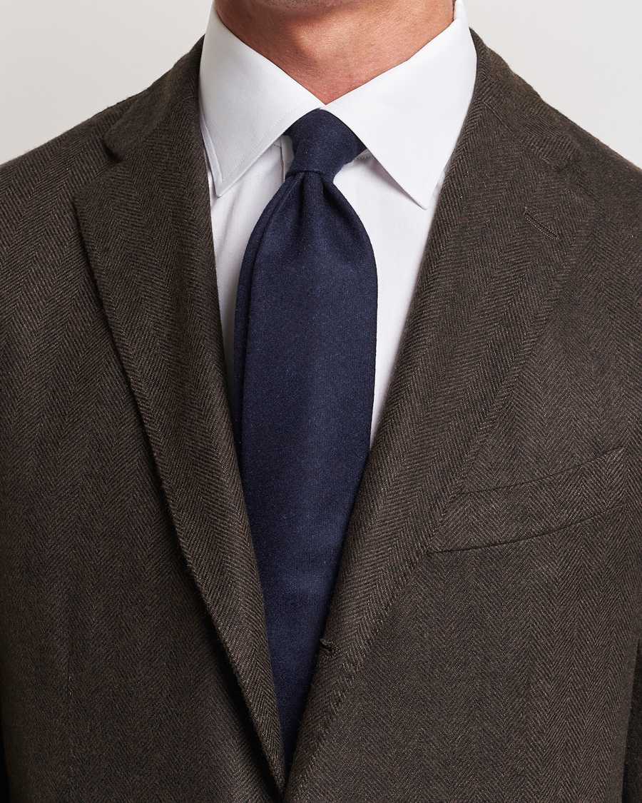 Homme |  | Amanda Christensen | Wool Flannel 8cm Tie Navy