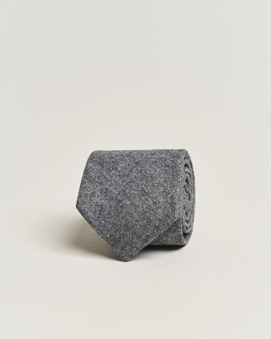 Homme | Amanda Christensen Wool Flannel 8cm Tie Grey Melange | Amanda Christensen | Wool Flannel 8cm Tie Grey Melange