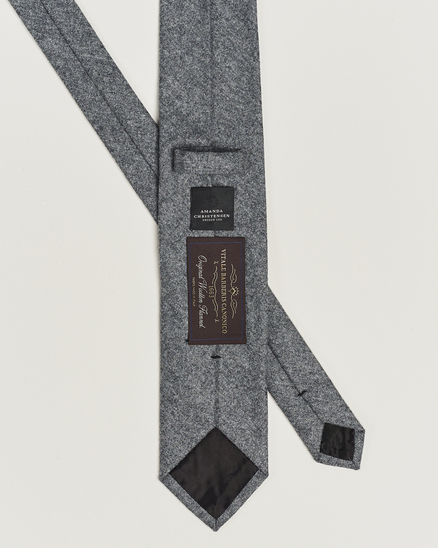 Homme | Amanda Christensen Wool Flannel 8cm Tie Grey Melange | Amanda Christensen | Wool Flannel 8cm Tie Grey Melange