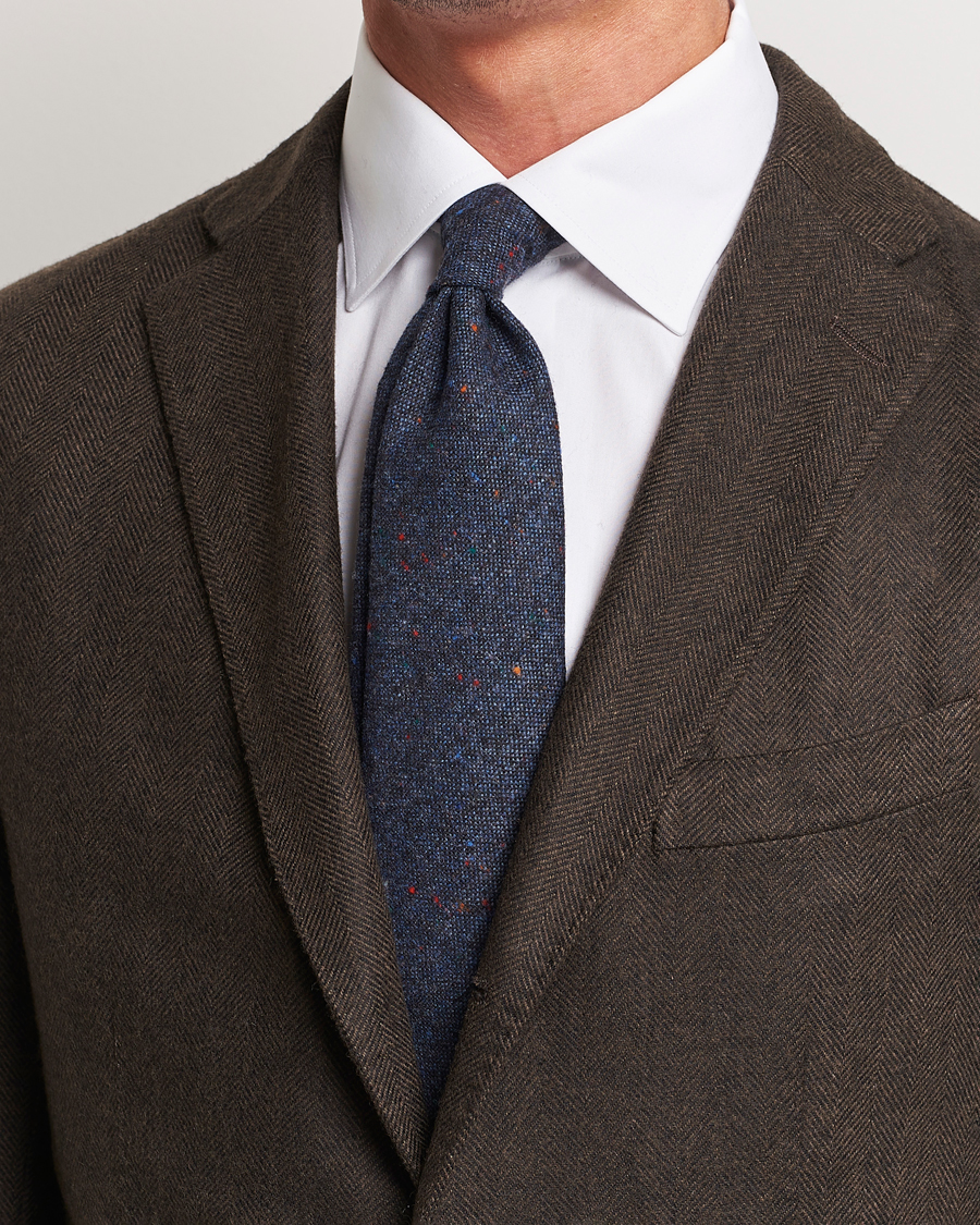 Homme | Amanda Christensen Wool Donegal 8cm Tie Navy | Amanda Christensen | Wool Donegal 8cm Tie Navy