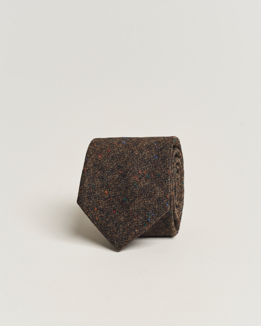 Homme | Amanda Christensen Wool Donegal 8cm Tie Brown | Amanda Christensen | Wool Donegal 8cm Tie Brown