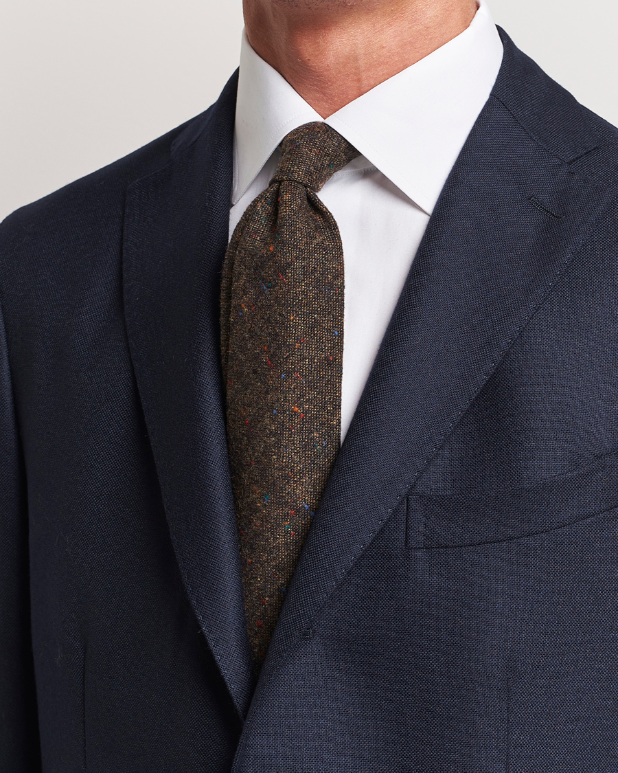Homme | Amanda Christensen Wool Donegal 8cm Tie Brown | Amanda Christensen | Wool Donegal 8cm Tie Brown
