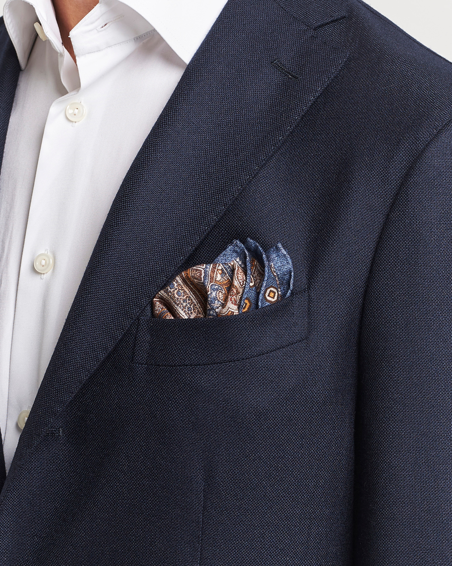 Homme |  | Amanda Christensen | Cotton Flannel Doublefaced Pocket Square Navy
