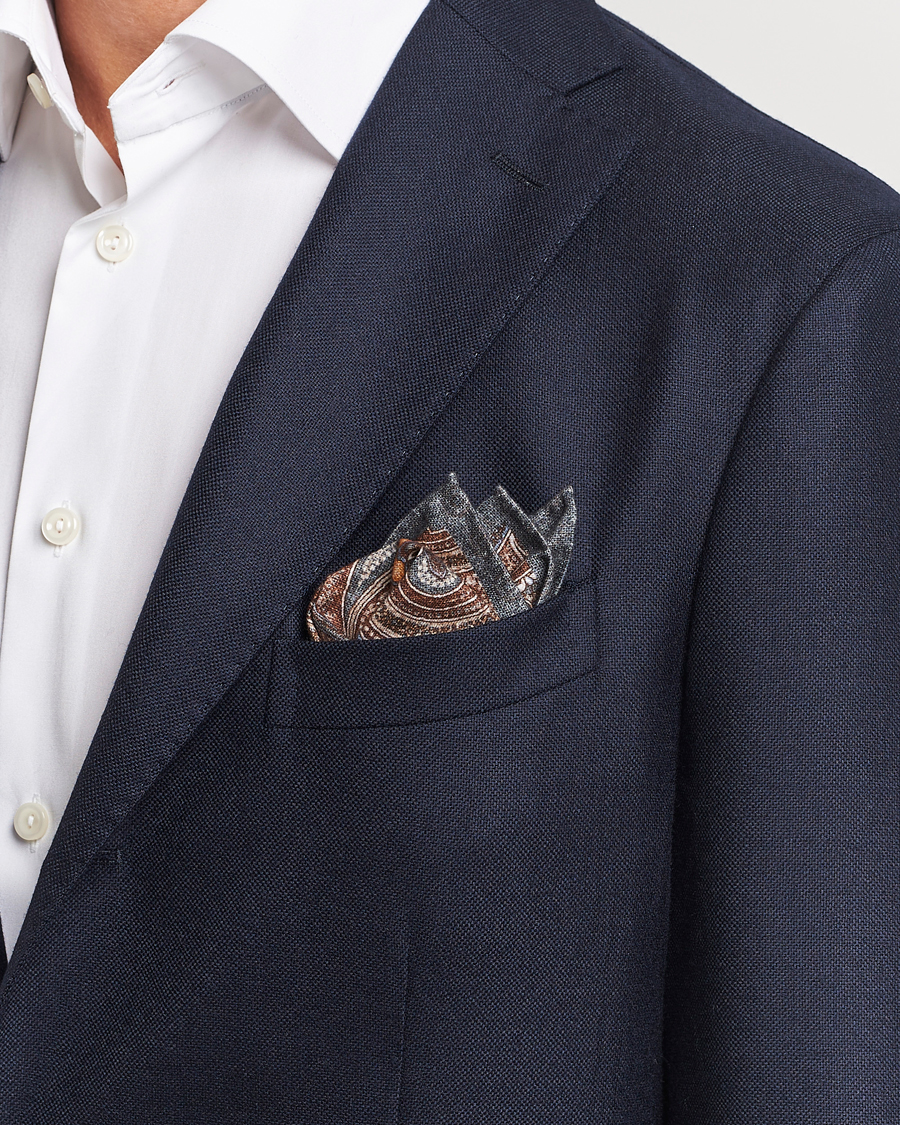 Homme |  | Amanda Christensen | Cotton Flannel Doublefaced Pocket Square Grey