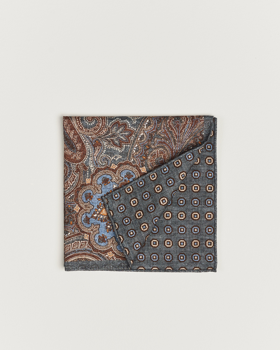 Homme | Amanda Christensen Cotton Flannel Doublefaced Pocket Square Grey | Amanda Christensen | Cotton Flannel Doublefaced Pocket Square Grey