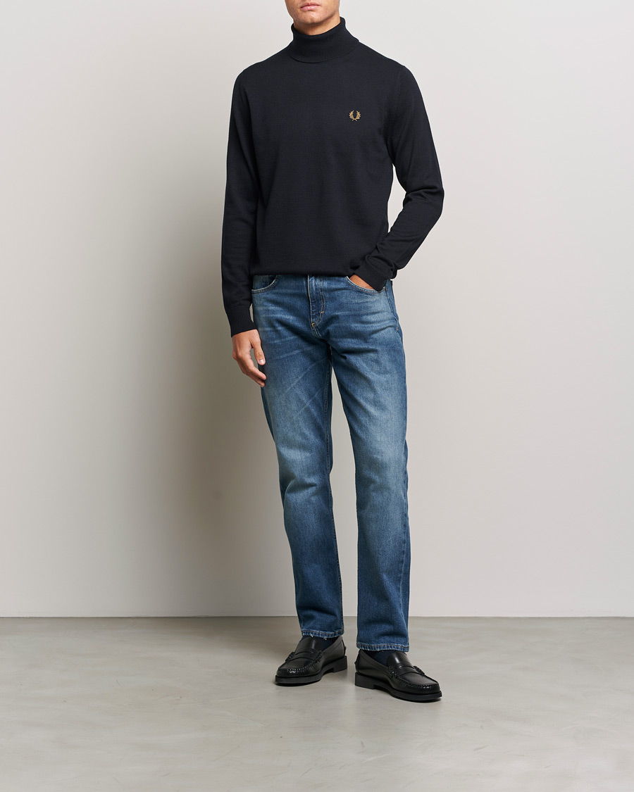 Homme | Pulls Et Tricots | Fred Perry | Knitted Rollneck Jumper Navy