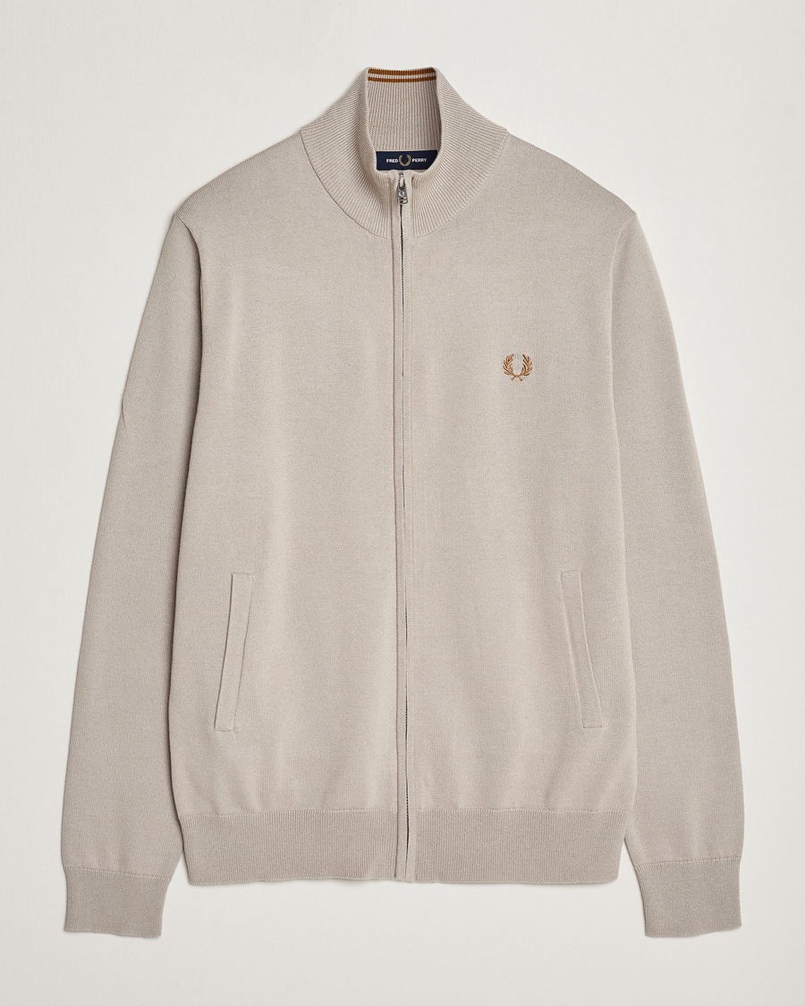 Homme | Pulls Et Tricots | Fred Perry | Knitted Zip Through Jacket Dark Oatmeal