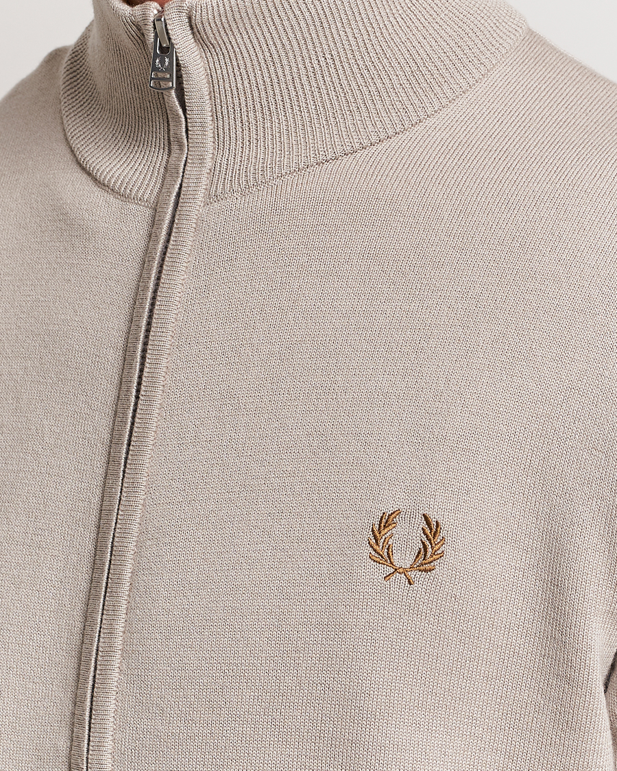 Homme | Pulls Et Tricots | Fred Perry | Knitted Zip Through Jacket Dark Oatmeal