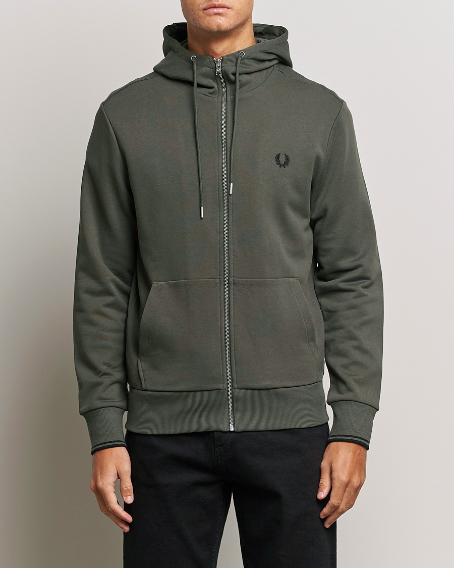 Homme | Pulls Et Tricots | Fred Perry | Hooded Zip Sweatshirt Field Green