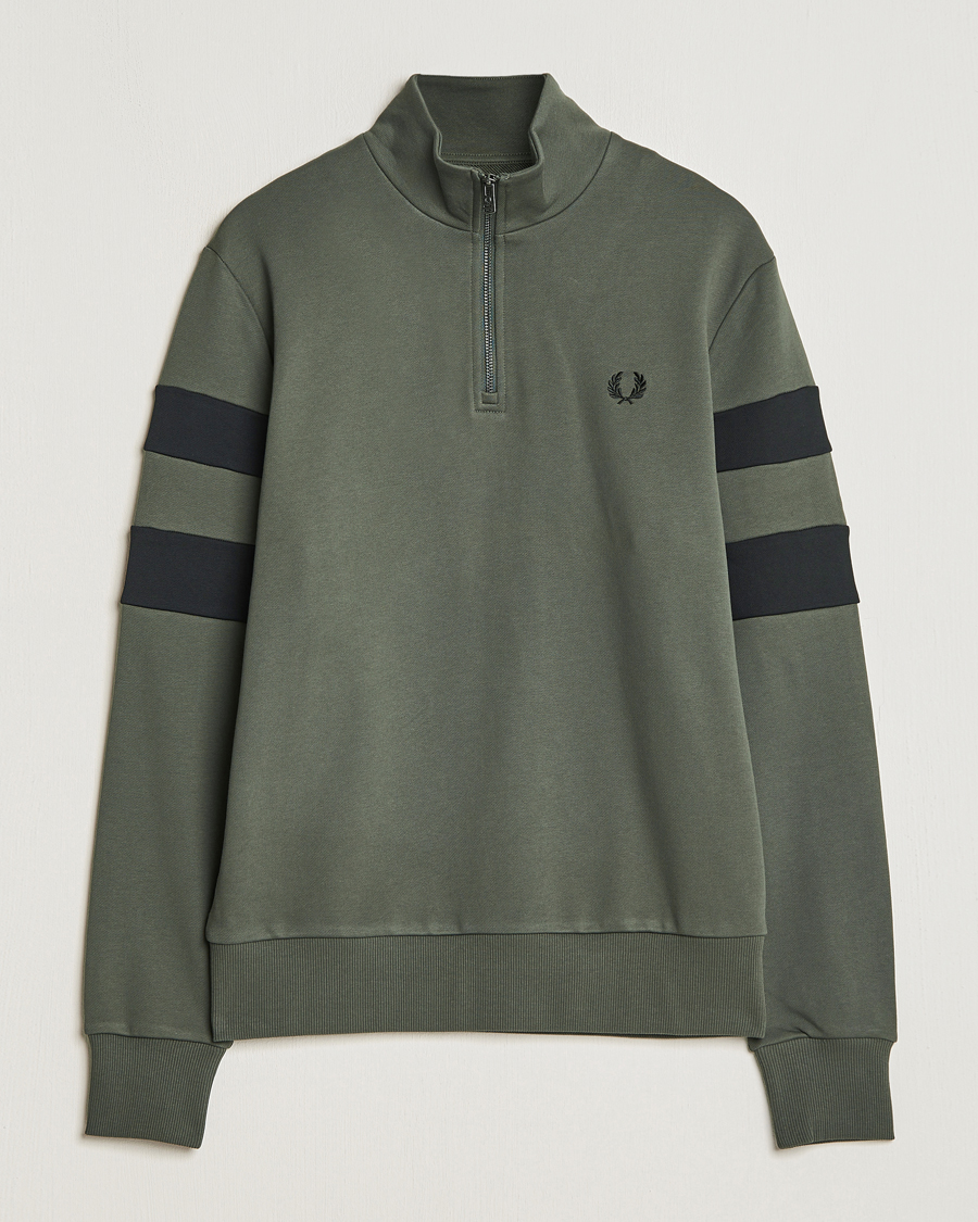 Homme | Pulls Et Tricots | Fred Perry | Tipped Sleeve Half Zip Sweatshirt Field Green