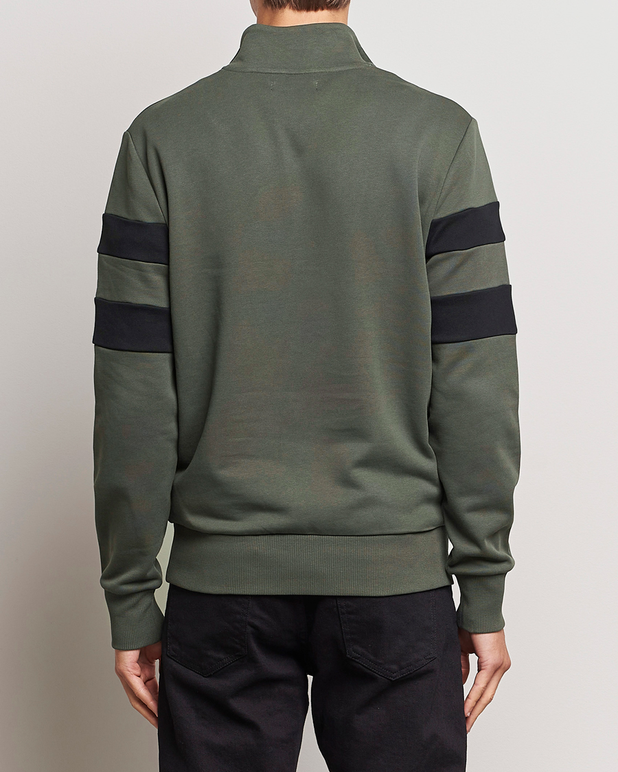 Homme | Pulls Et Tricots | Fred Perry | Tipped Sleeve Half Zip Sweatshirt Field Green