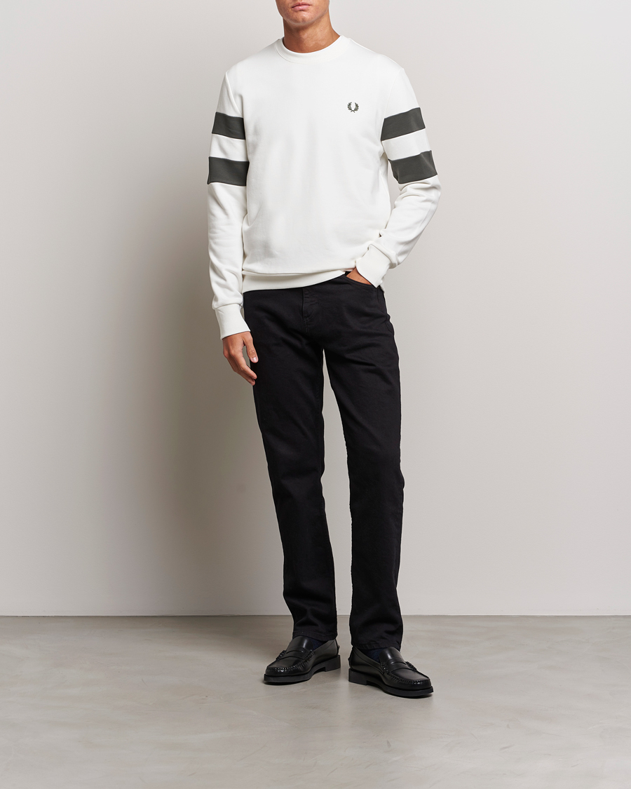 Homme | Pulls Et Tricots | Fred Perry | Tipped Sleeve Sweatshirt Snow Whiite
