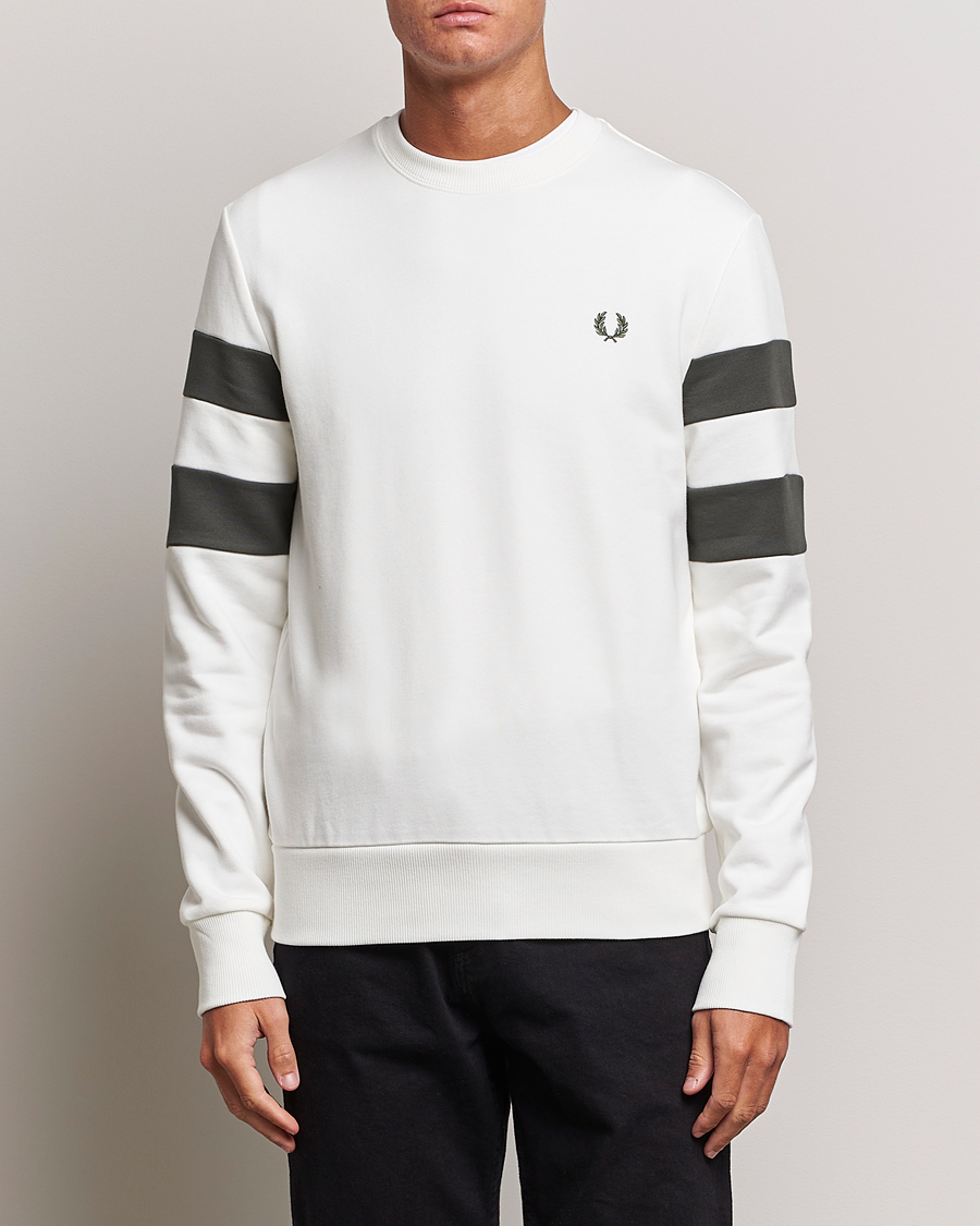 Homme | Pulls Et Tricots | Fred Perry | Tipped Sleeve Sweatshirt Snow Whiite