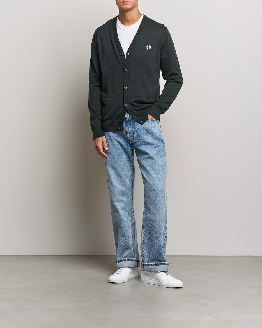 Homme | Pulls Et Tricots | Fred Perry | Knitted Cardigan Night Green