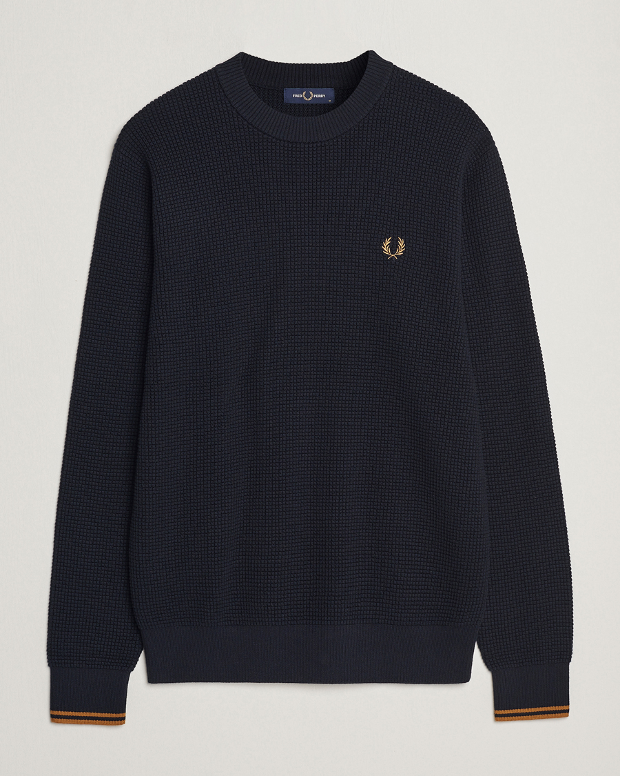 Homme | Pulls Et Tricots | Fred Perry | Waffle Stitch Jumper Navy