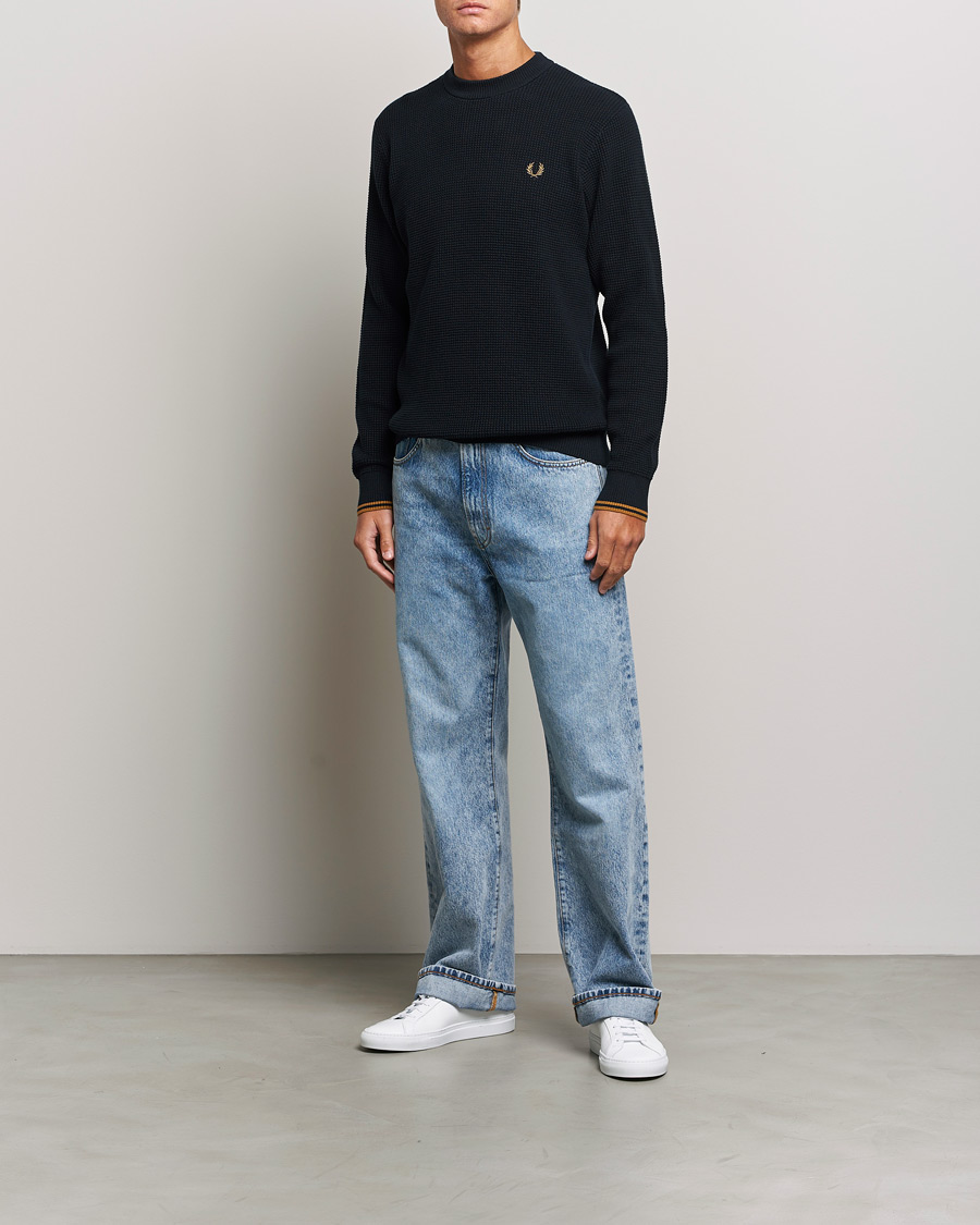Homme | Pulls Et Tricots | Fred Perry | Waffle Stitch Jumper Navy